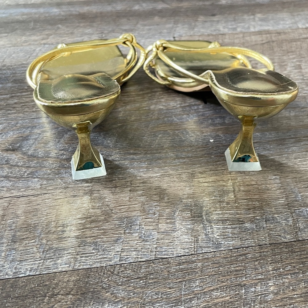 Gold Strappy Kitten Heels - Picture 3 of 7